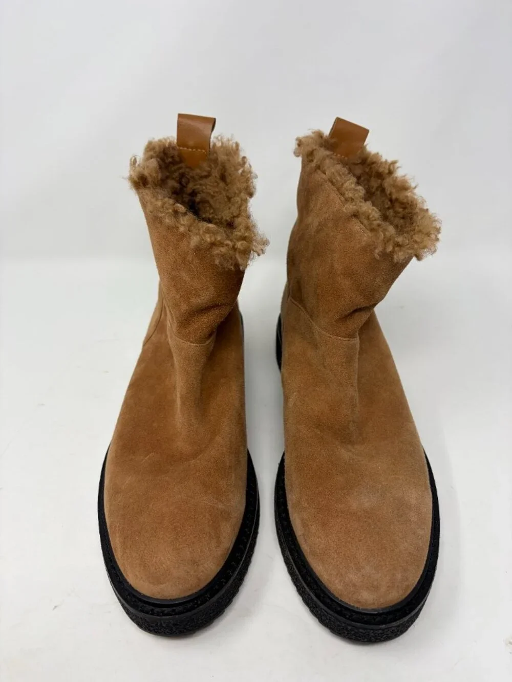 NWOT HOOR women's winter boots 37 tan suede leather shearling Italy luxury